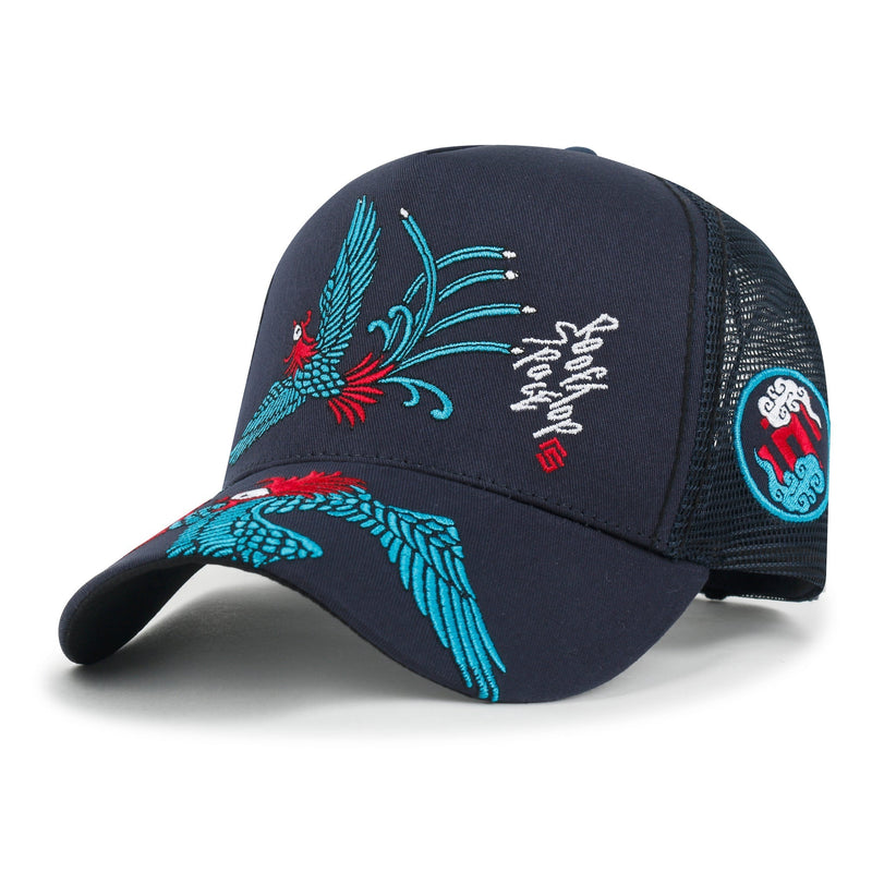 ililily Time To Embroidered Baseball Cap Colorful Stitch Mesh Trucker Hat