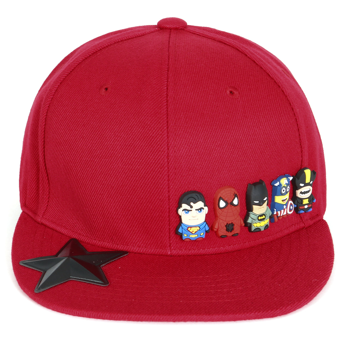 ililily Cute Superheroes Rubber Charms Flat Bill Snapback Hat Baseball Cap