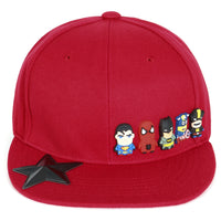 ililily Cute Superheroes Rubber Charms Flat Bill Snapback Hat Baseball Cap