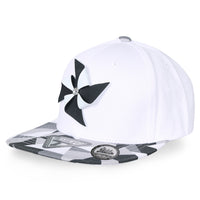 ililily Rubber Pinwheel Baseball Cap Mosaic Pattern Flat Bill Snapback Hat