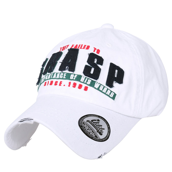 ililily Washed Cotton GRASP Letter Patch Vintage Trucker Hat Casual Baseball Cap