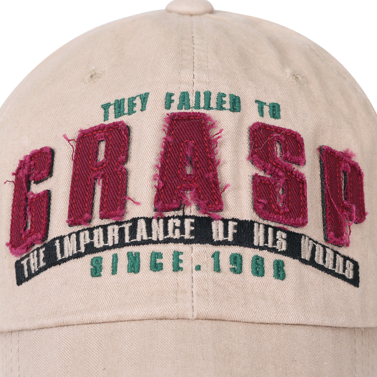ililily Washed Cotton GRASP Letter Patch Vintage Trucker Hat Casual Baseball Cap
