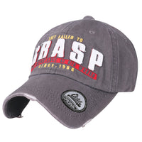 ililily Washed Cotton GRASP Letter Patch Vintage Trucker Hat Casual Baseball Cap