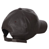 ililily Solid Color Faux Leather Baseball Cap Adjustable Casual Trucker Hat