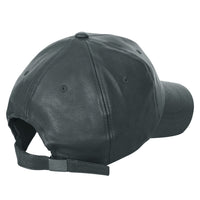 ililily Solid Color Faux Leather Baseball Cap Adjustable Casual Trucker Hat