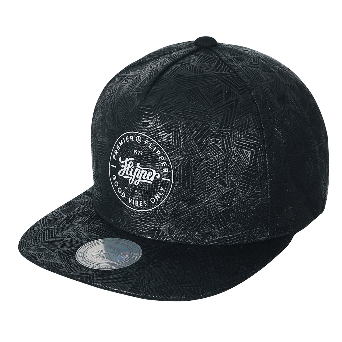 ililily Geometry Triangle Pattern Baseball Cap Logo Print Flat Bill Snapback Hat