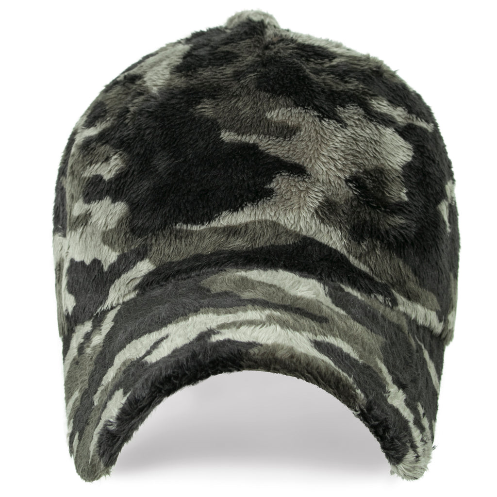 ililily Howels Camouflage/Solid Velboa Baseball Cap Military Trucker Hat