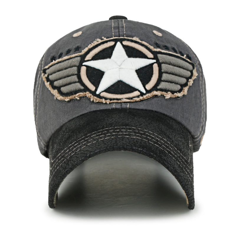 ililily Wing And Star Embroidery Color Baseball Cap Washed Cotton Trucker Hat