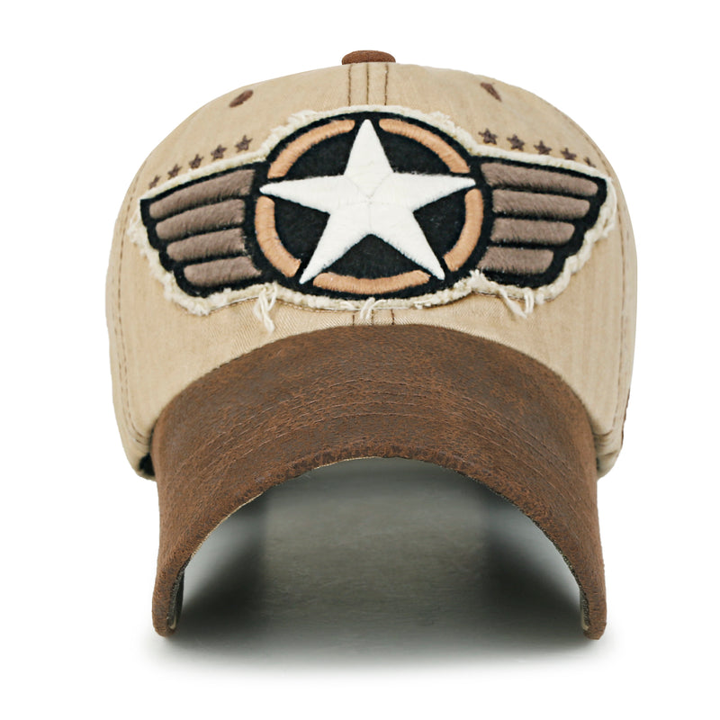 ililily Wing And Star Embroidery Color Baseball Cap Washed Cotton Trucker Hat