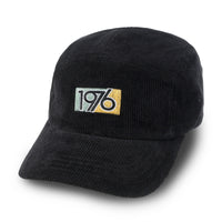 ililily 1976 Embroidered Panel Camp Hat Solid Color Cotton Corduroy Cadet Cap