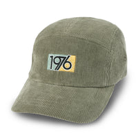 ililily 1976 Embroidered Panel Camp Hat Solid Color Cotton Corduroy Cadet Cap