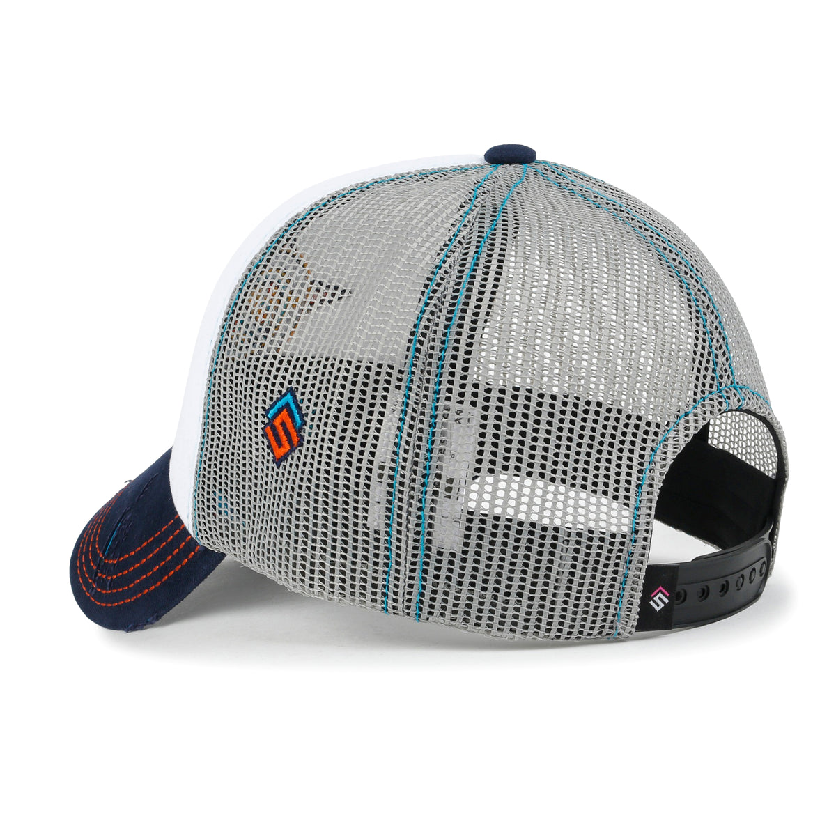 ililily X Rooftop Space Colorful Retro Embroidery Mesh Trucker Baseball Cap
