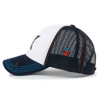ililily X Rooftop Space Colorful Retro Embroidery Mesh Trucker Baseball Cap