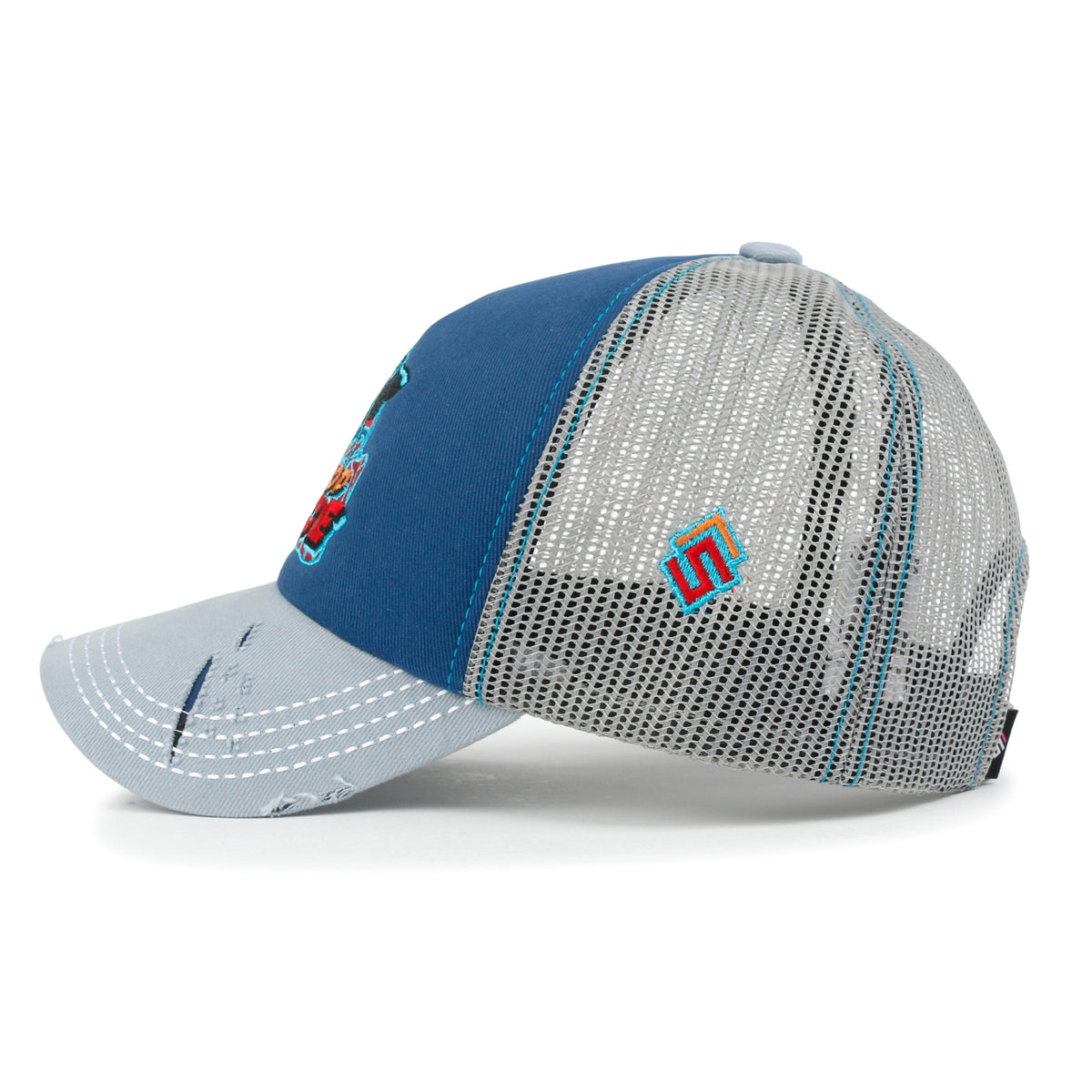 ililily X Rooftop Space Colorful Retro Embroidery Mesh Trucker Baseball Cap