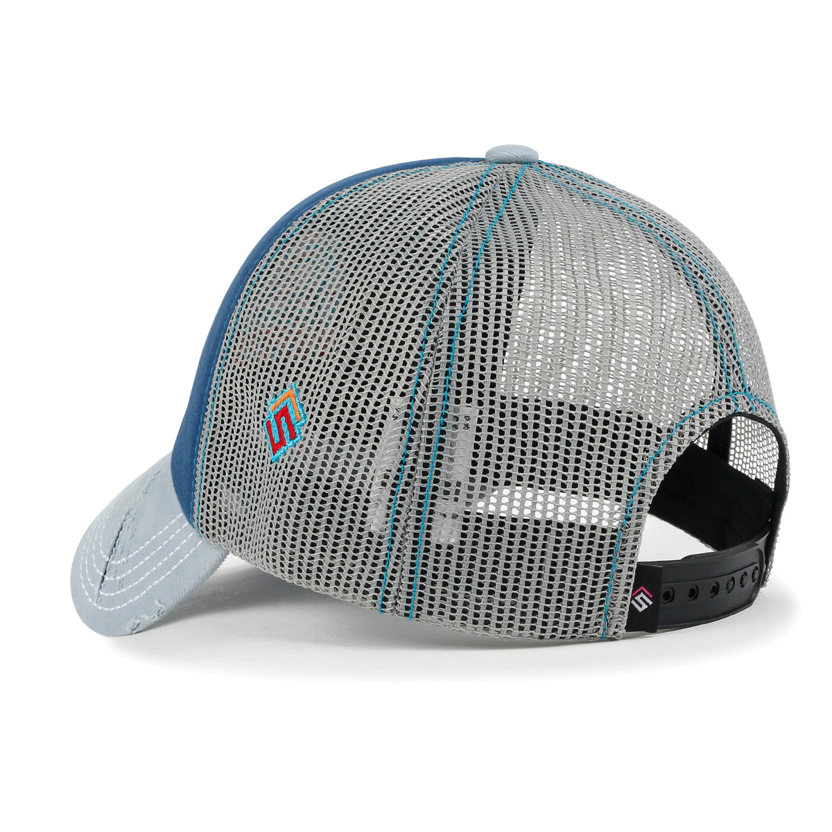 ililily X Rooftop Space Colorful Retro Embroidery Mesh Trucker Baseball Cap