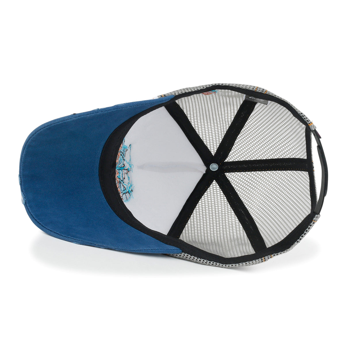 ililily X Rooftop Space Colorful Retro Embroidery Mesh Trucker Baseball Cap