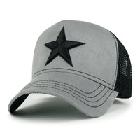 ililily PREMIUM Star Embroidery Baseball Cap Faux Suede Trucker Hat