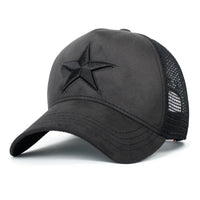 ililily PREMIUM Star Embroidery Baseball Cap Faux Suede Trucker Hat