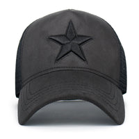 ililily PREMIUM Star Embroidery Baseball Cap Faux Suede Trucker Hat