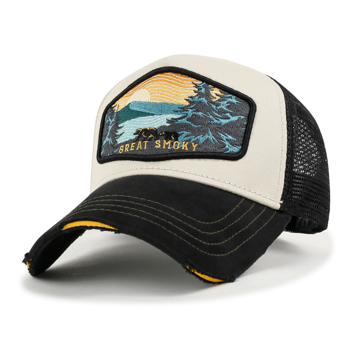 ililily PREMIUM National Park Great Smoky Embroidery Baseball Cap Structured Trucker Hat