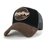 ililily Premium ROAD TRIP Round Embroidery Trucker Hat Vintage Baseball Cap