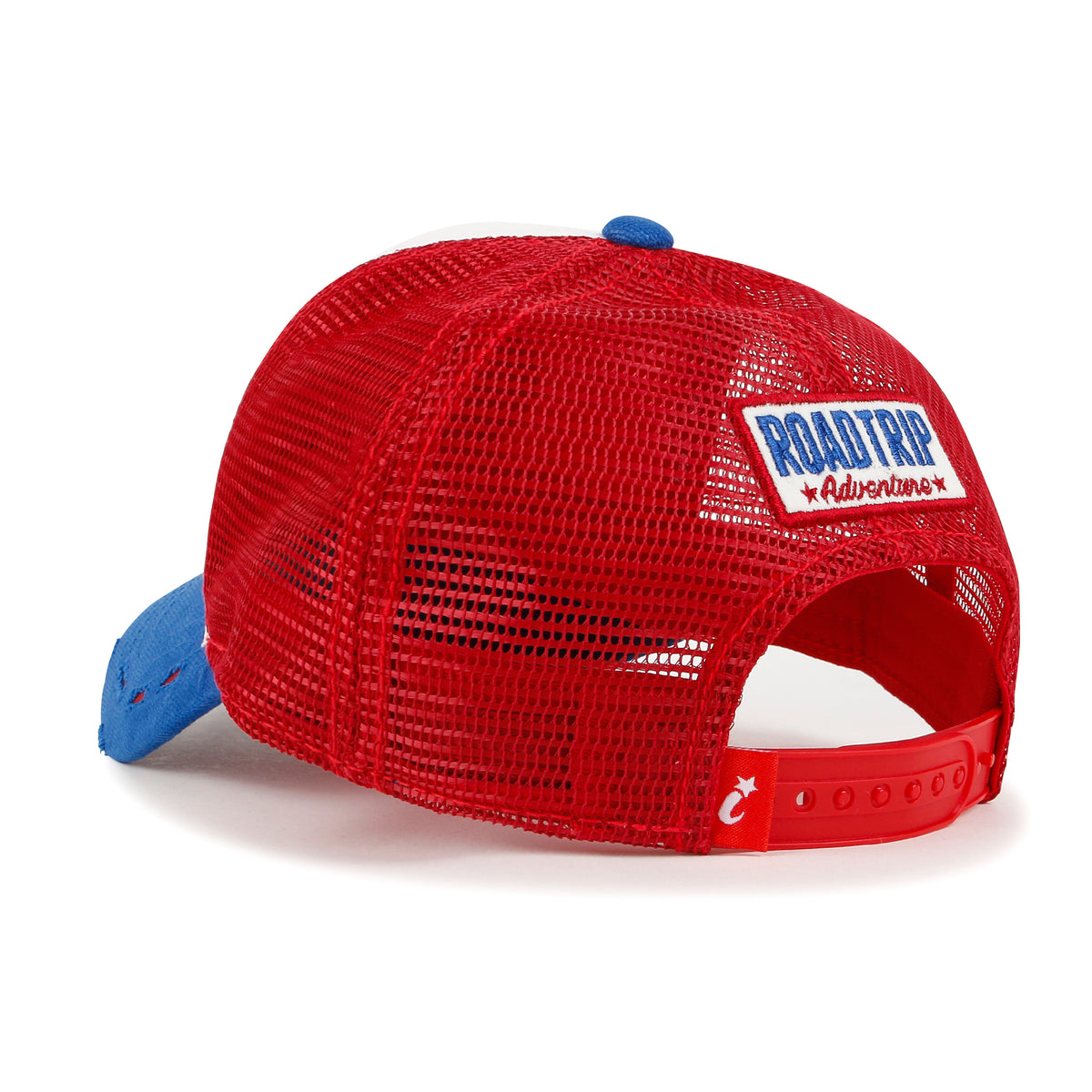 ililily Premium ROAD TRIP Round Embroidery Trucker Hat Vintage Baseball Cap
