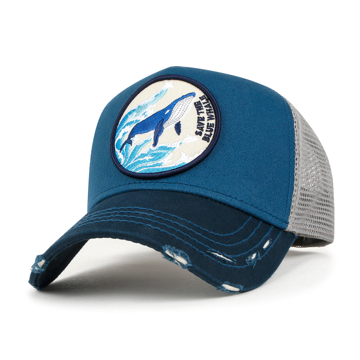 ililily PREMIUM Endangered Blue Whale Embroidery Baseball Cap Structured Hat