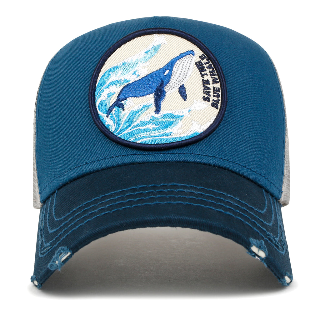 ililily PREMIUM Endangered Blue Whale Embroidery Baseball Cap Structured Hat