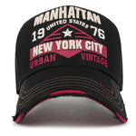 ililily PREMIUM Manhattan Wide Embroidery Trucker Hat Vintage Baseball Cap