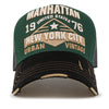 ililily PREMIUM Manhattan Wide Embroidery Trucker Hat Vintage Baseball Cap