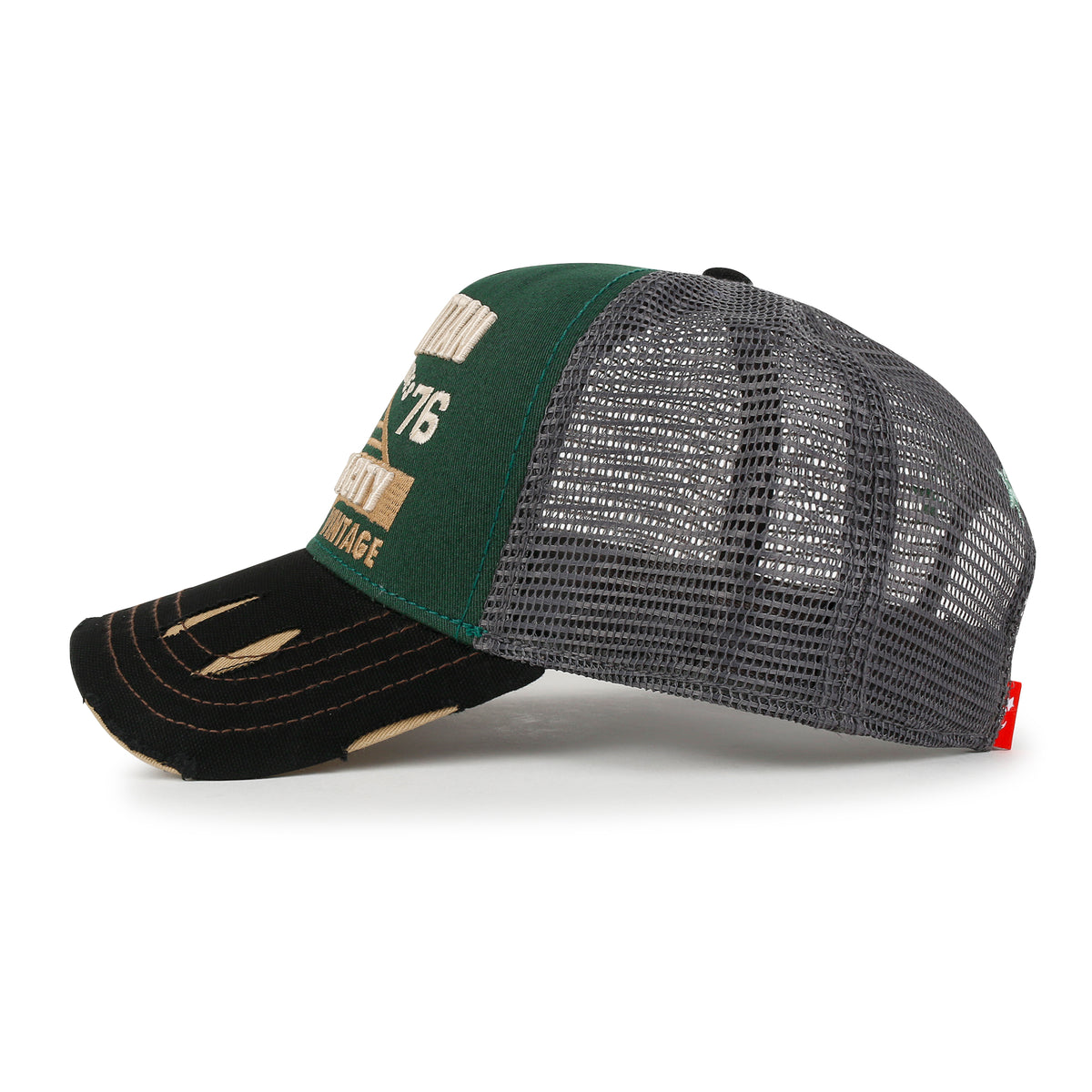 ililily PREMIUM Manhattan Wide Embroidery Trucker Hat Vintage Baseball Cap