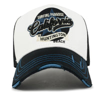 ililily PREMIUM California Huntington Round Embroidery Hat Vintage Baseball Cap