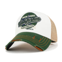 ililily PREMIUM California Huntington Round Embroidery Hat Vintage Baseball Cap