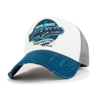 ililily PREMIUM California Huntington Round Embroidery Hat Vintage Baseball Cap