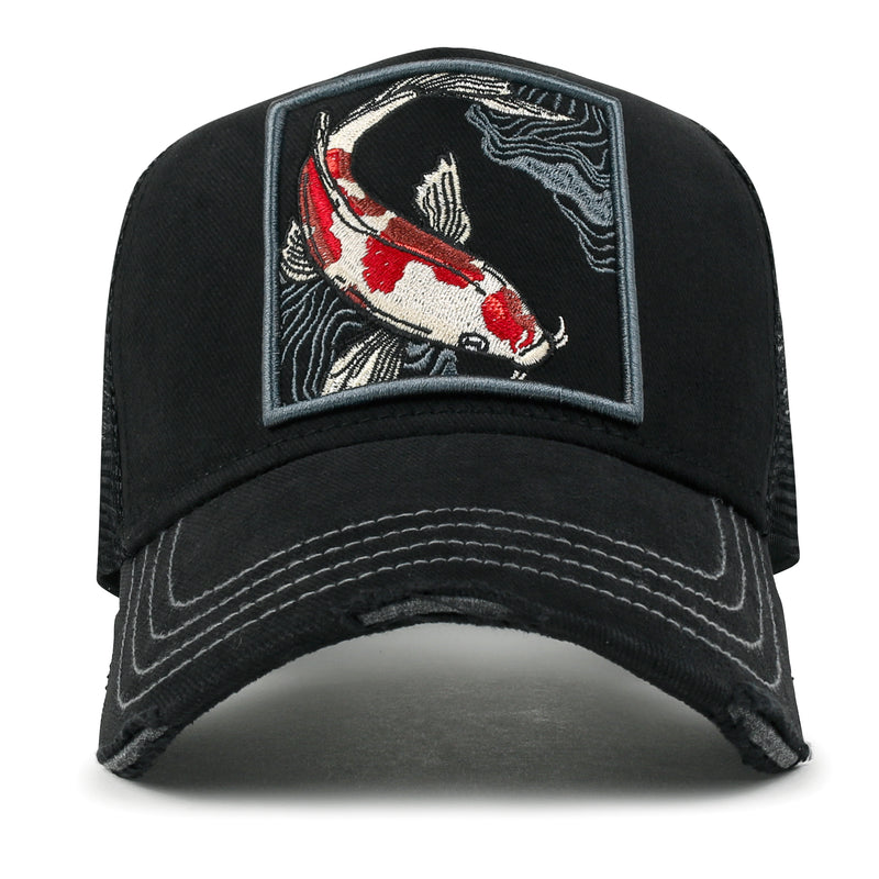 Cap With Fish ililily Premium Koi Fish Embroidery Baseball Cap Structured Hat