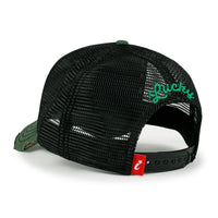 ililily PREMIUM Clover Embroidery Cotton Trucker Hat Distressed Baseball Cap