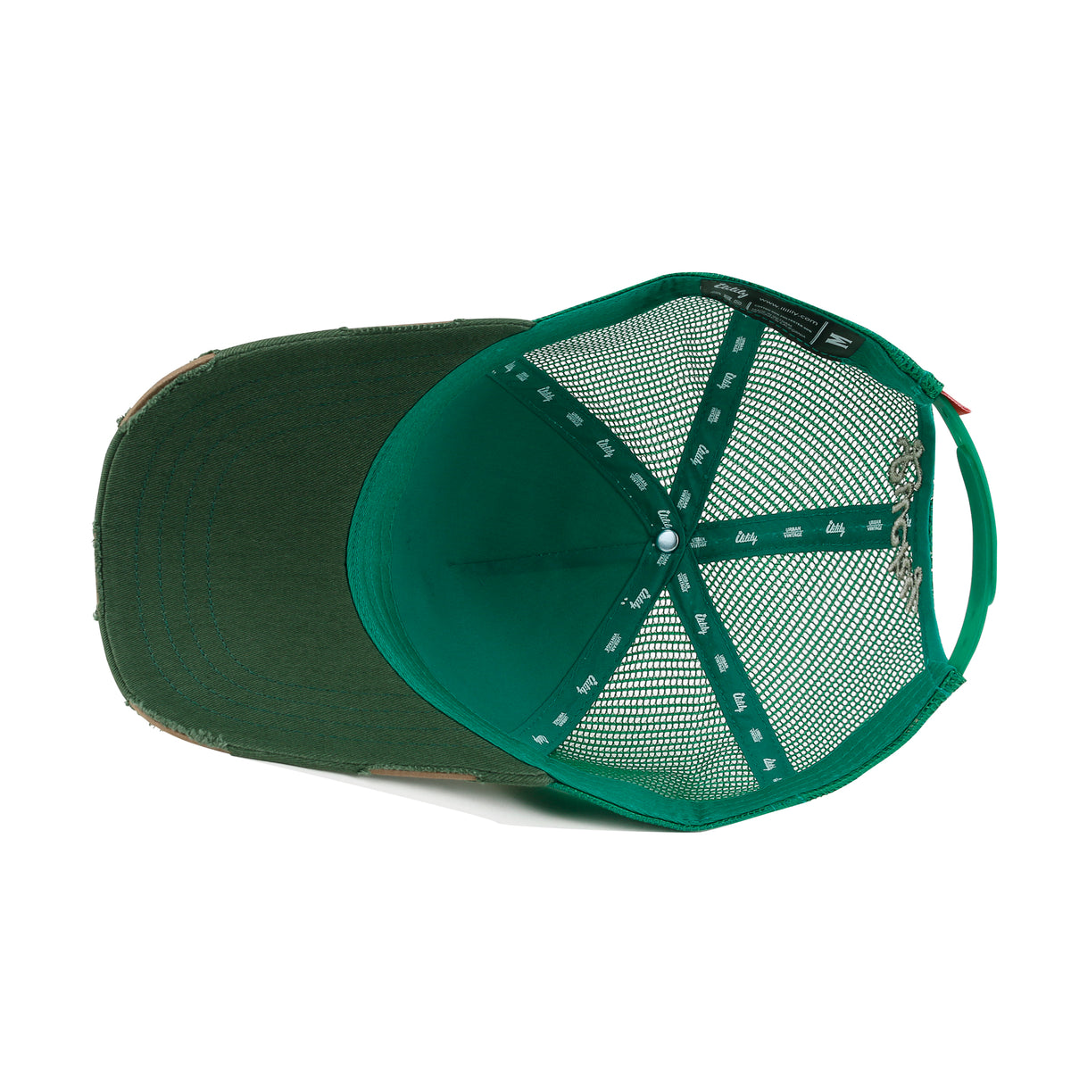 ililily PREMIUM Clover Embroidery Cotton Trucker Hat Distressed Baseball Cap