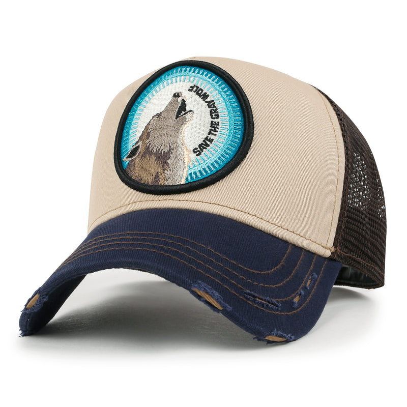 ililily Premium Endangered Gray Wolf Embroidery Baseball Cap Structured Hat