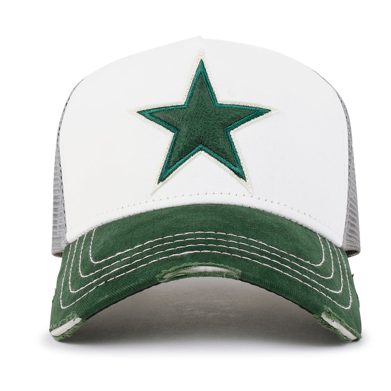 ililily PREMIUM Faux Leather Star Patch Baseball Cap Cotton Vintage Trucker Hat