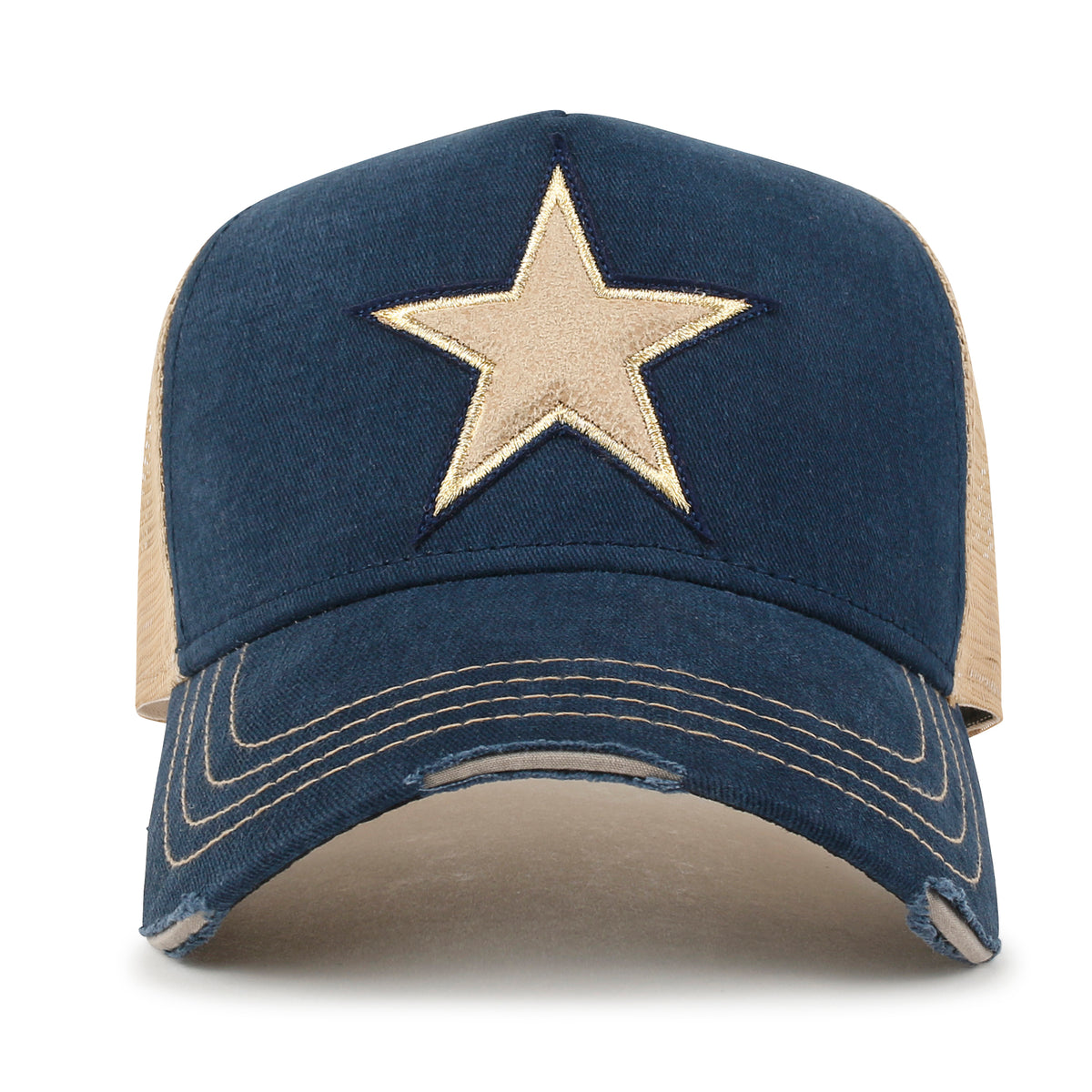 ililily PREMIUM Faux Leather Star Patch Baseball Cap Cotton Vintage Trucker Hat