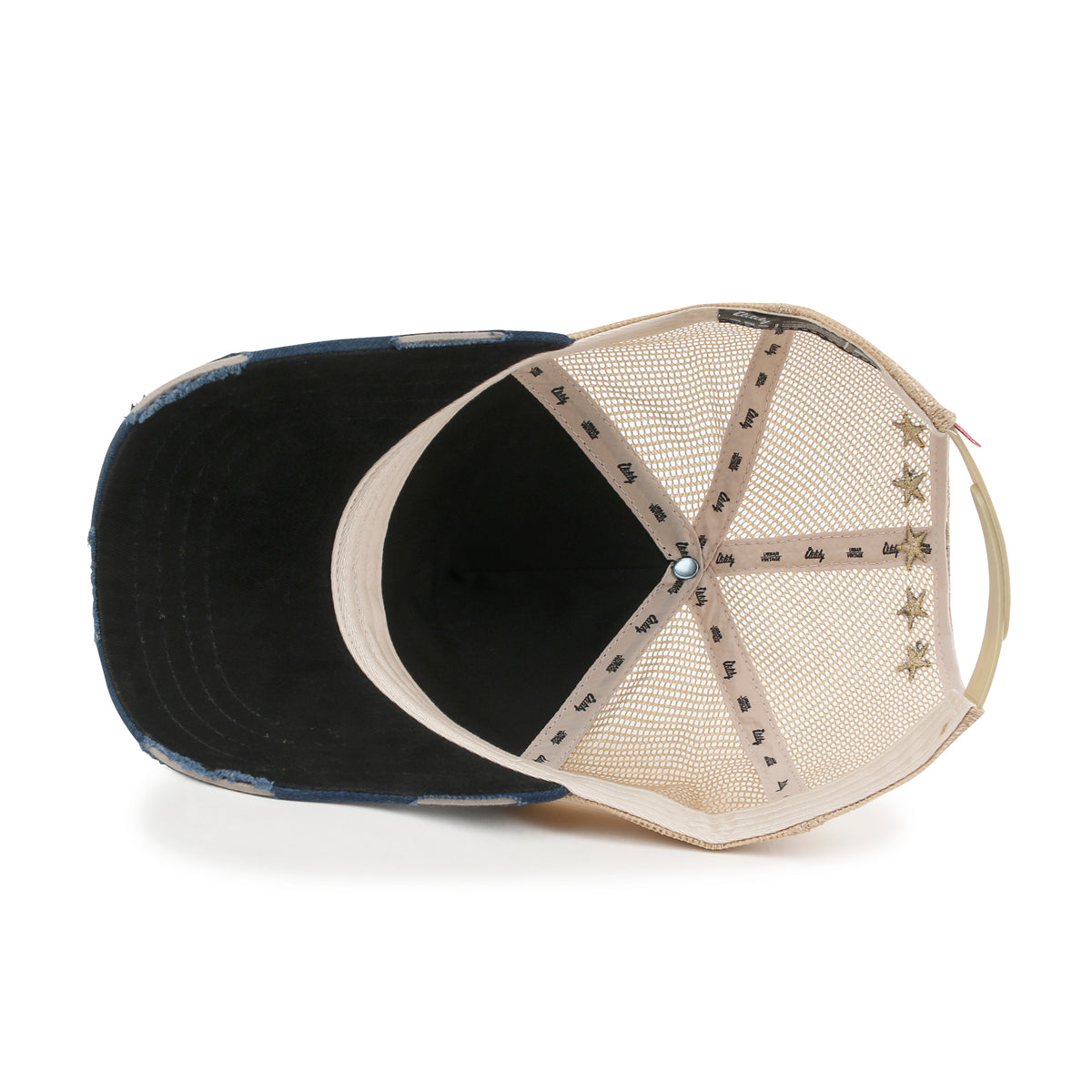 ililily PREMIUM Faux Leather Star Patch Baseball Cap Cotton Vintage Trucker Hat