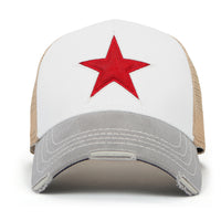 ililily PREMIUM Faux Leather Star Patch Baseball Cap Cotton Vintage Trucker Hat