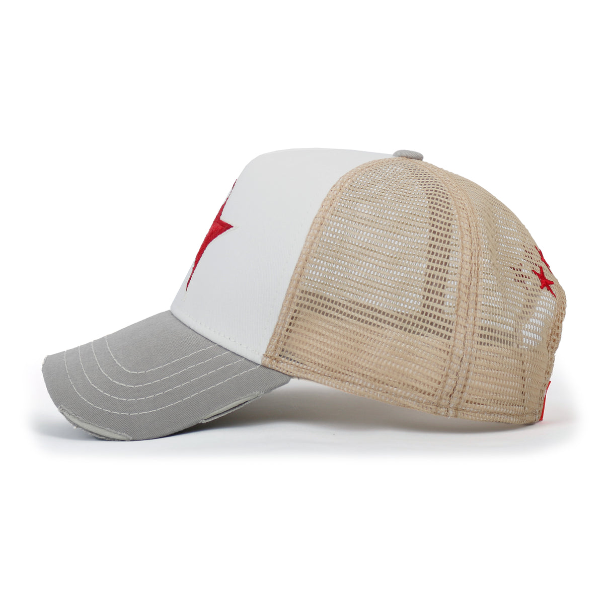 ililily PREMIUM Faux Leather Star Patch Baseball Cap Cotton Vintage Trucker Hat