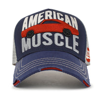 ililily PREMIUM American Muscle Car Embroidery Baseball Cap Vintage Trucker Hat