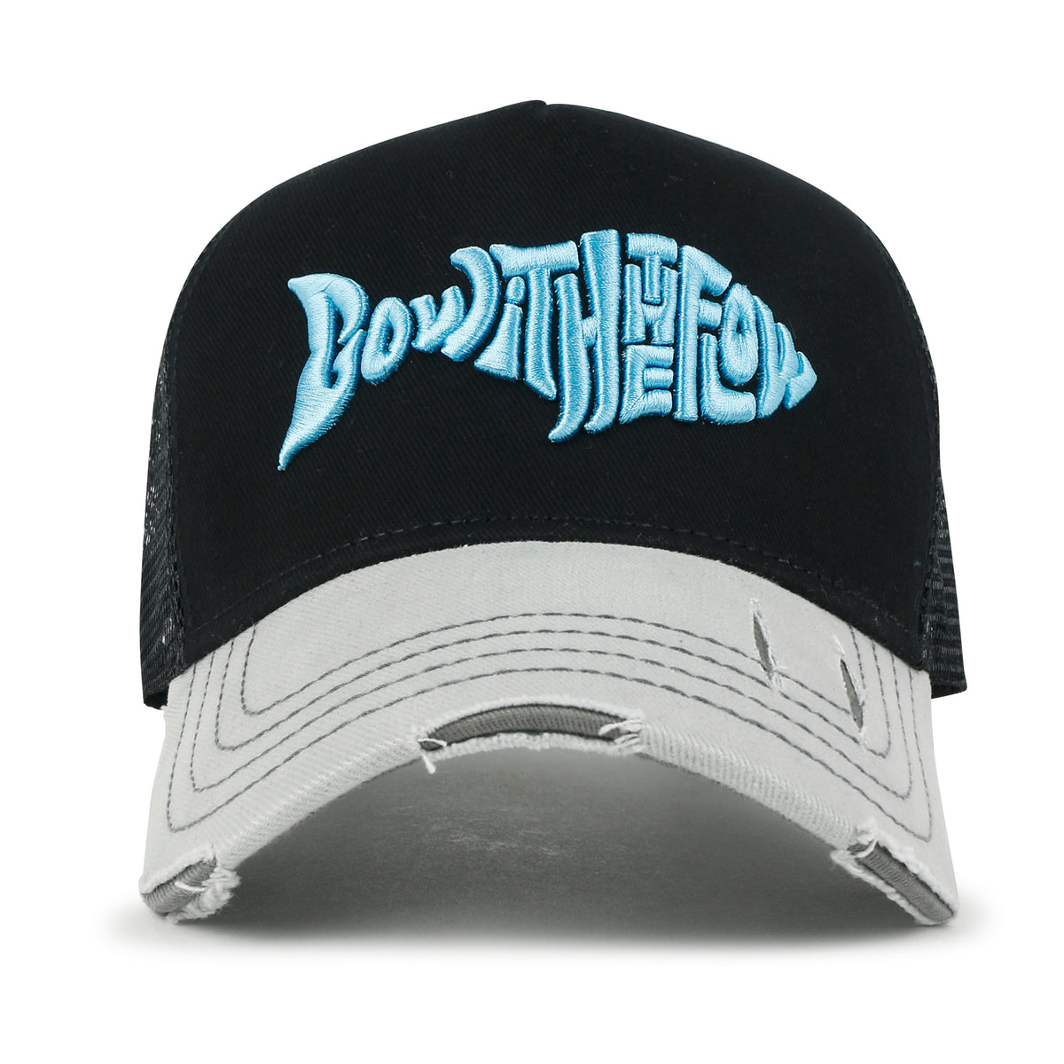 ililily PREMIUM Go With The Flow Embroidery Baseball Cap Vintage Trucker Hat