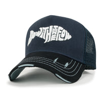 ililily PREMIUM Go With The Flow Embroidery Baseball Cap Vintage Trucker Hat