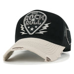 ililily Rock & Roll Embroidery Baseball Cap Guitar Pick Vintage Trucker Hat