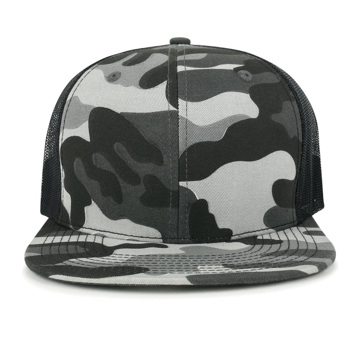 ililily Blank Six Panel Mesh Back Baseball Cap Basic Snap Back Flat Brim Hat