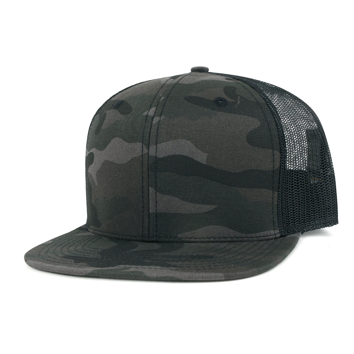 ililily Blank Six Panel Mesh Back Baseball Cap Basic Snap Back Flat Brim Hat