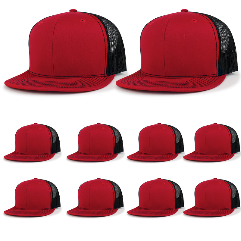 ililily 10 Bulk Pack Blank Six Panel Mesh Back Baseball Cap Basic Trucker Hat